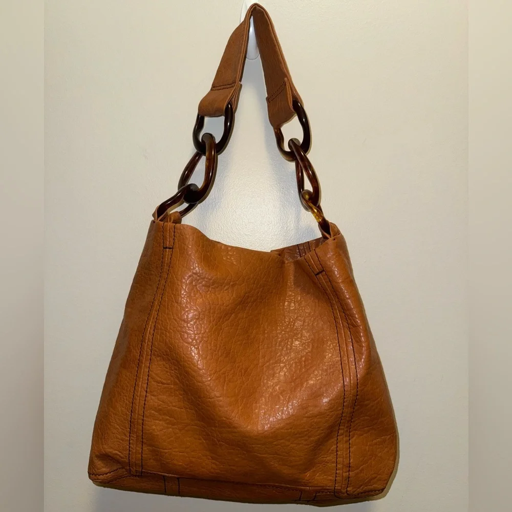 Kate Landry Brown Leather Hobo Bag with Textured Finish - Picture 1 of 12